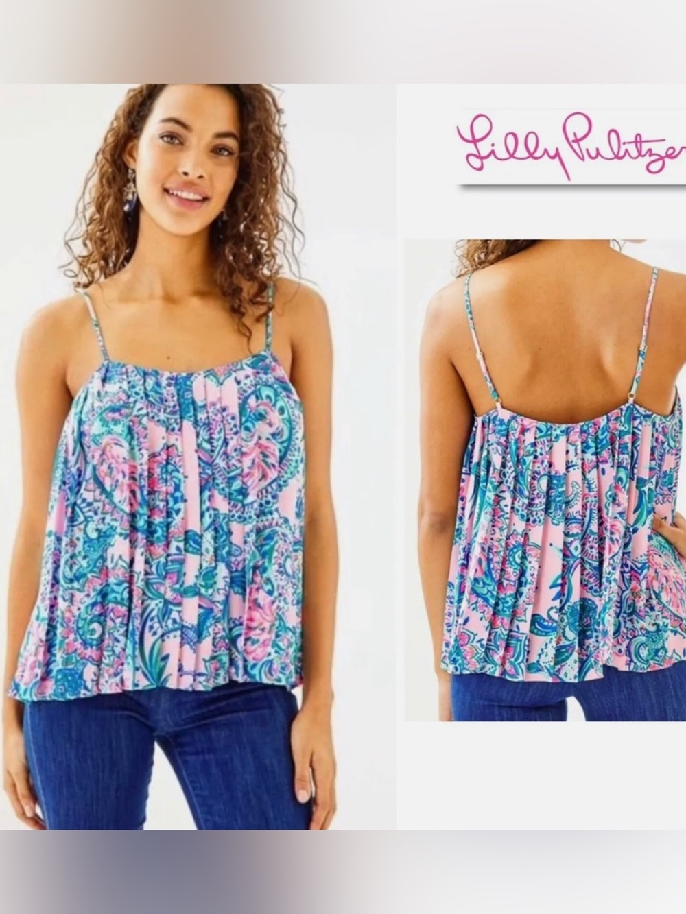 Lilly Pulitzer Paisley Camisole in Pink & Blue Size Large Like New